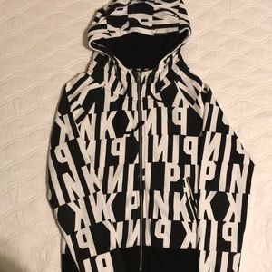 Rare Black and White PINK Zip-up Hoodie